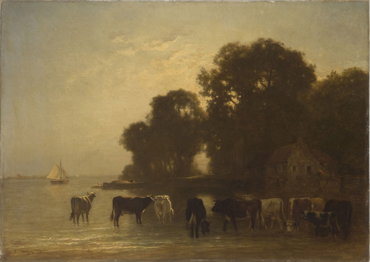 Moerdijk, Holland, vintage artwork by Constant Troyon, A3 (16x12") Poster Print