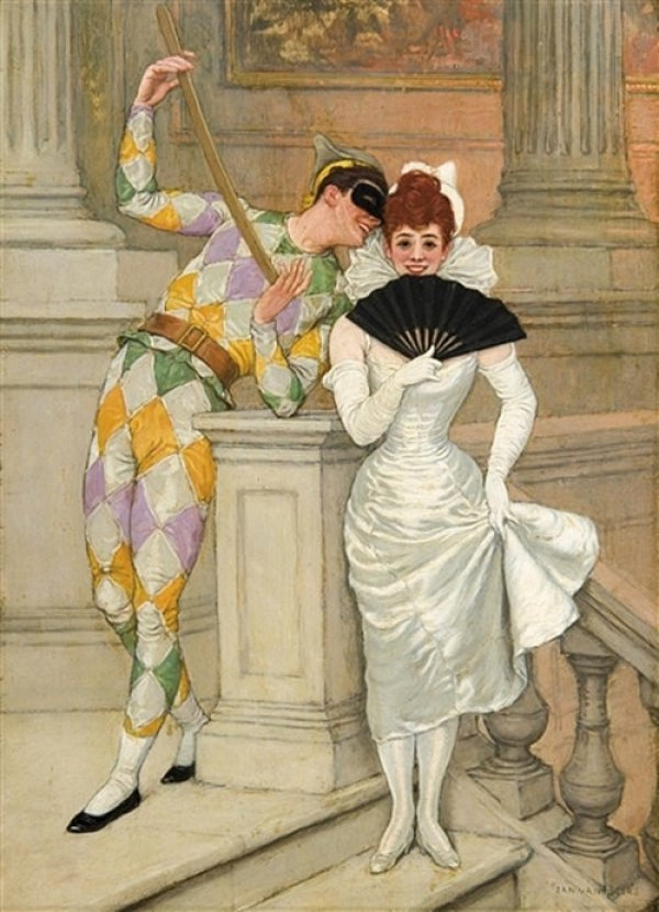 Harlequin and Pierrette by Jan van Beers,A3(16x12")Poster