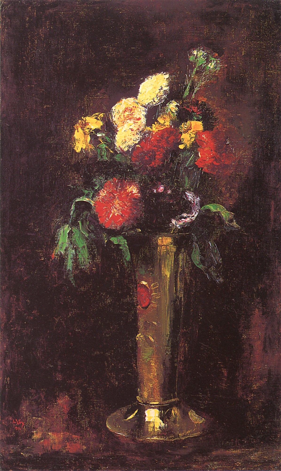 Carnations in a Tall Vase by Lesser Ury,A3(16x12")Poster