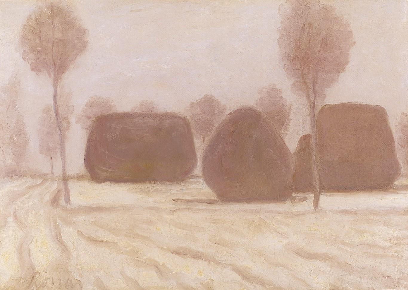 Haystacks in Winter by Jozsef Rippl-Ronai,A3(16x12")Poster