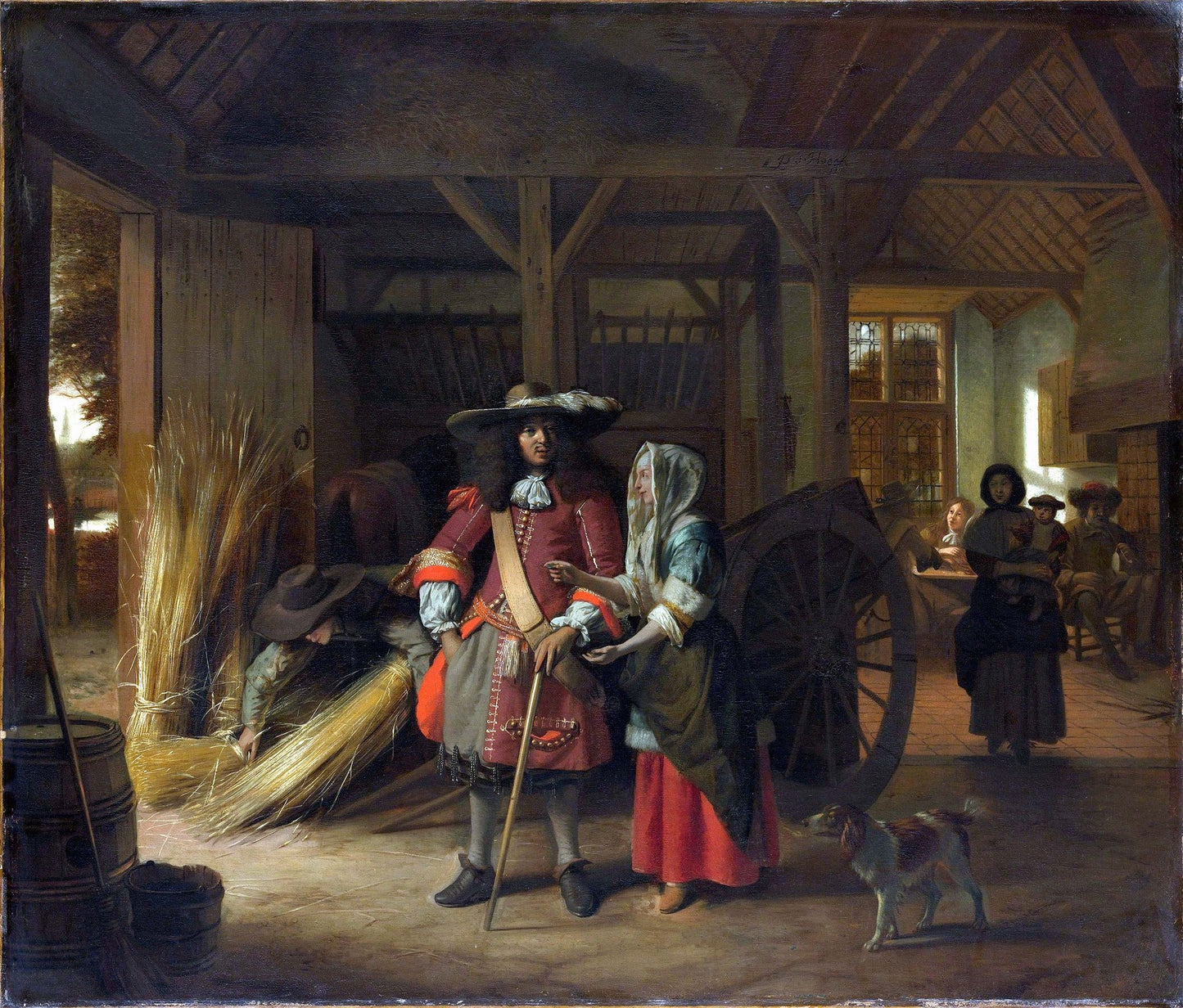 Paying the Hostess, vintage artwork by Pieter de Hooch, 12x8" (A4) Poster