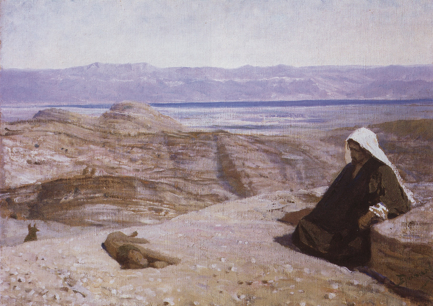 Christ in the Desert, vintage artwork by Vasily Polenov, 12x8" (A4) Poster