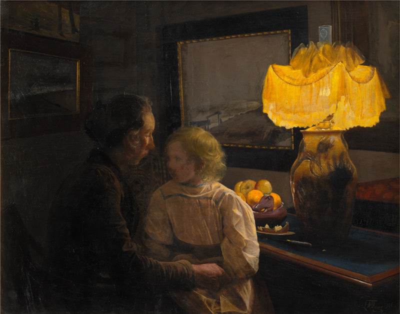 The Artist's Wife and Daughter, vintage artwork by Lauritz Andersen (L.A.) Ring, 12x8" (A4) Poster