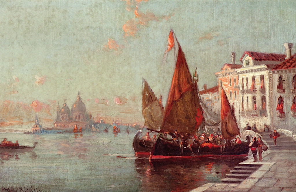 Morning at Venice, vintage artwork by Walter Frank Lansil, 12x8" (A4) Poster