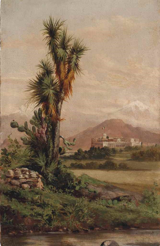 Chapultepec, desde la hacienda de los Moreales, vintage artwork by Conrad Wise Chapman, 12x8" (A4) Poster