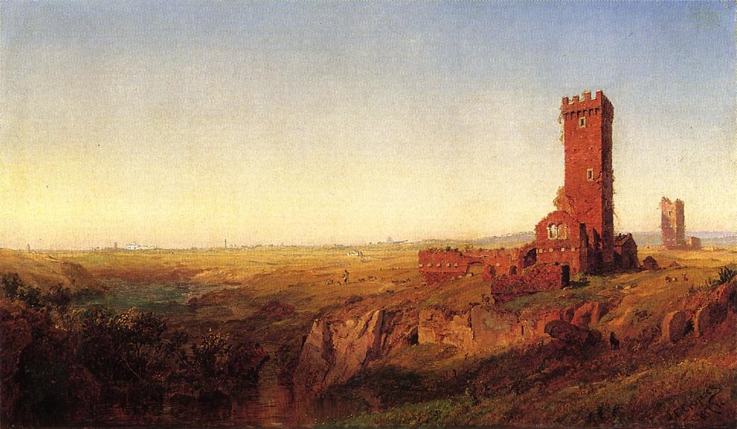 The Campagna of Rome, vintage artwork by Jasper Francis Cropsey, 12x8" (A4) Poster