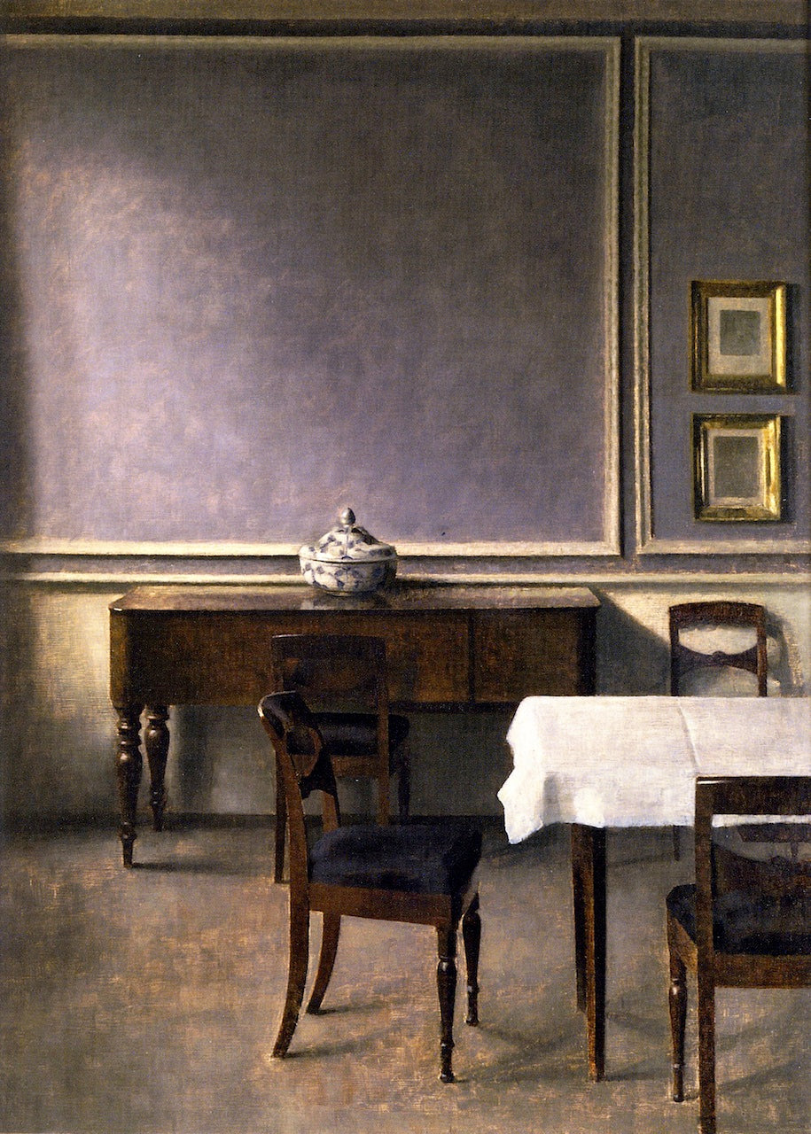 Interior with Punchbowl by Vilhelm Hammershoi,A3(16x12")Poster