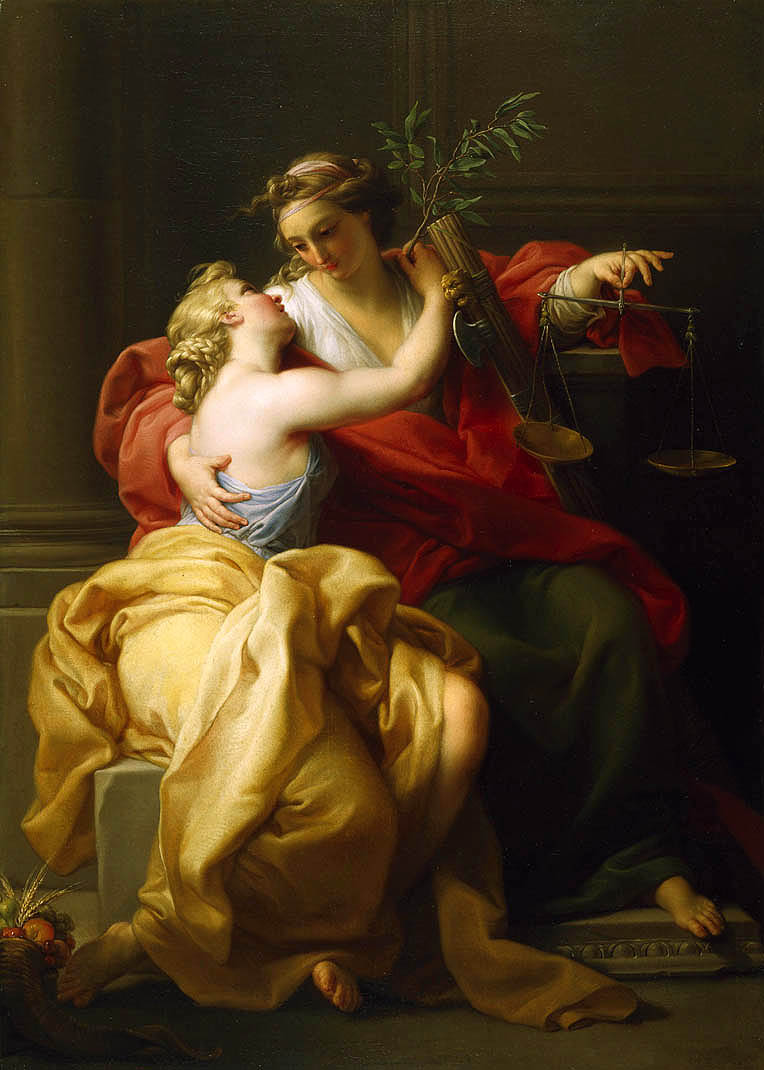 Allegory of Peace and Justice (second version), vintage artwork by Pompeo Batoni, 12x8" (A4) Poster