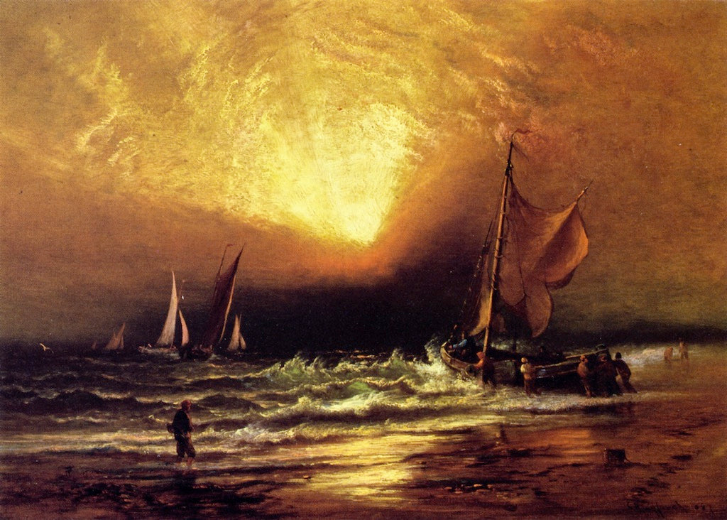 Sunset on the Coast, vintage artwork by Charles Henry Gifford, 12x8" (A4) Poster