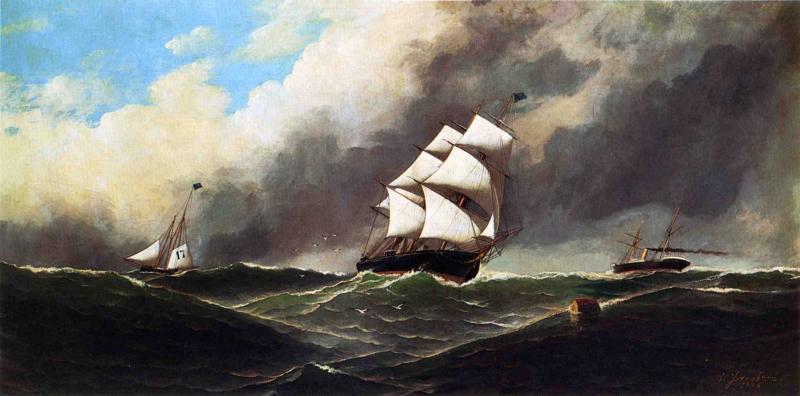 Stormy Seas, vintage artwork by Antonio Jacobsen, 12x8" (A4) Poster