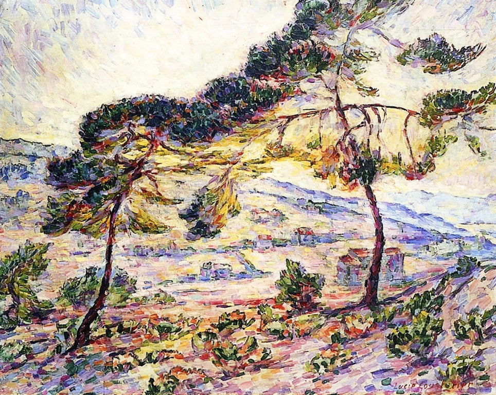 Fauve Landscape - View of Provence, vintage artwork by Lucie Cousturier, 12x8" (A4) Poster