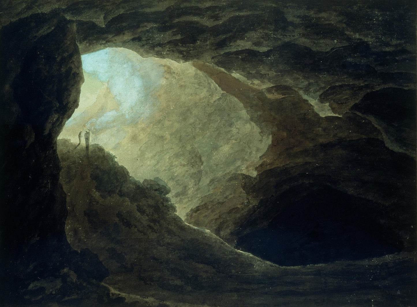 A Cavern in the Campagna, Rome, vintage artwork by John Robert Cozens, 12x8" (A4) Poster