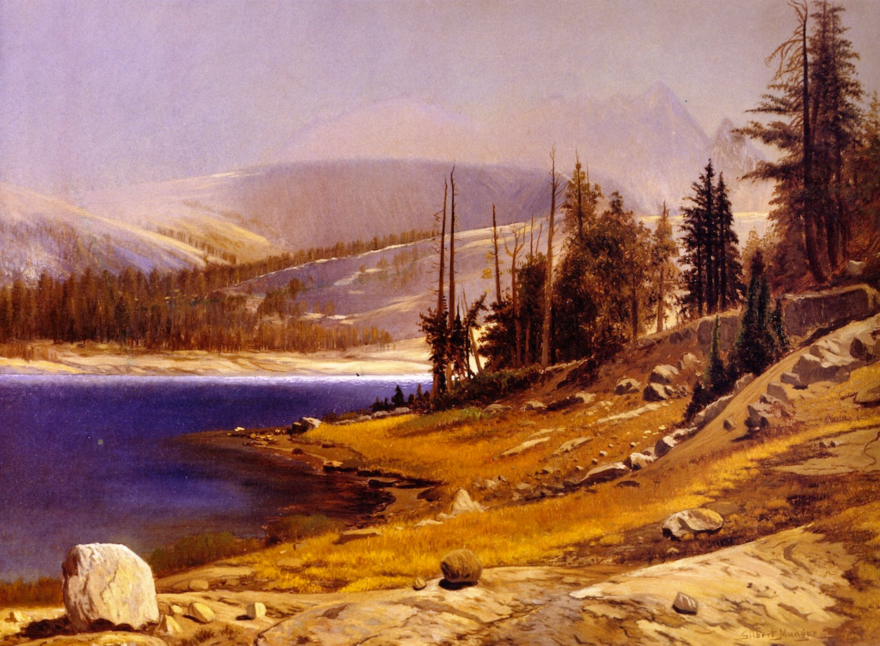 Glacier Lake, Kings Canyon, California, vintage artwork by Gilbert Munger, 12x8" (A4) Poster