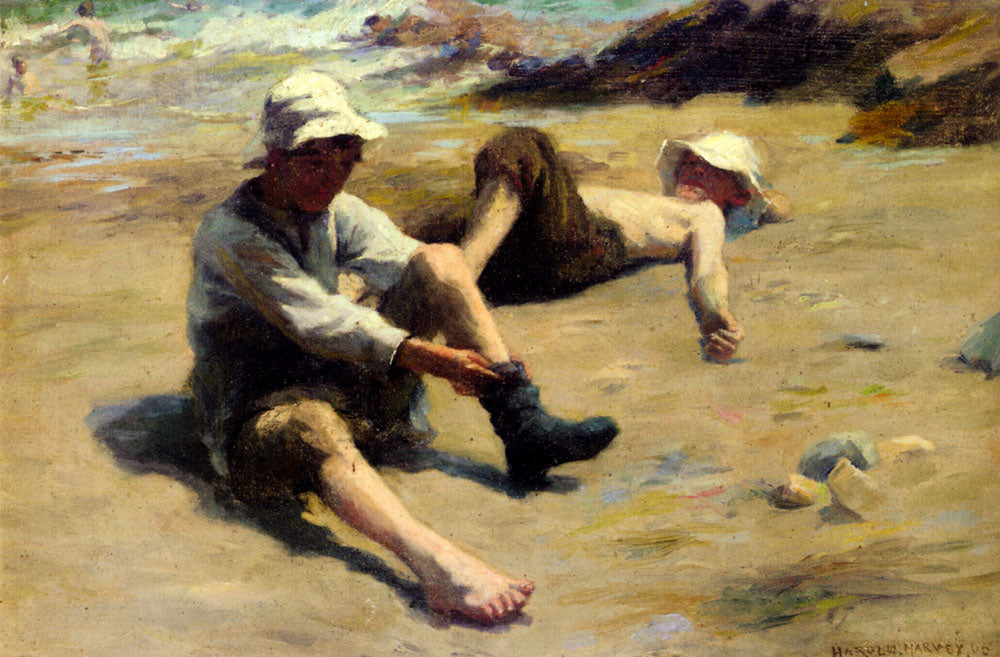After The Swim by Harold Charles Francis Harvey,16x12(A3) Poster