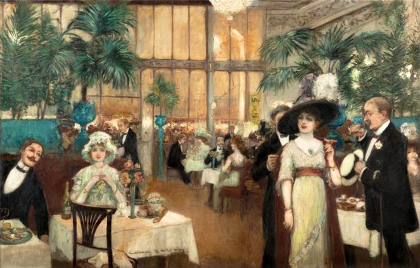 Dinner at Vichy Casino Restaurant by Georges Stein,A3(16x12")Poster