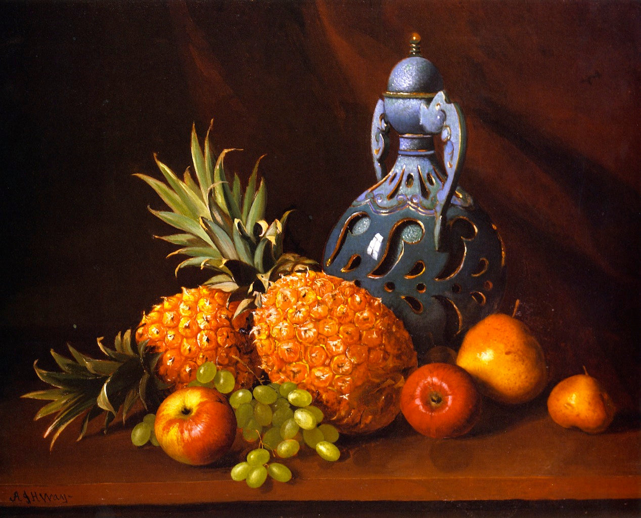 Pineapples and Porcelain, vintage artwork by Andrew J. H. Way, 12x8" (A4) Poster