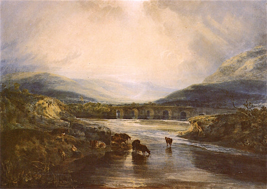 Abergavenny Bridge, Monmouthshire, vintage artwork by Joseph Mallord William Turner, 12x8" (A4) Poster