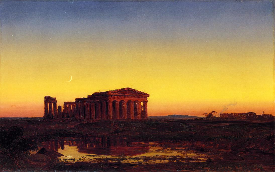 Evening at Paestum, vintage artwork by Jasper Francis Cropsey, 12x8" (A4) Poster