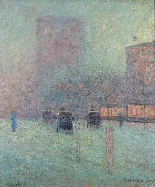New York City Winter, vintage artwork by Colin Campbell Cooper, 12x8" (A4) Poster