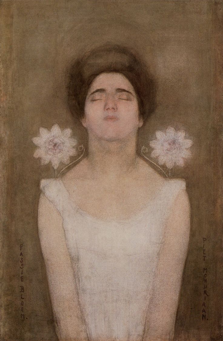 Passion Flower, vintage artwork by Piet Mondriaan, 12x8" (A4) Poster