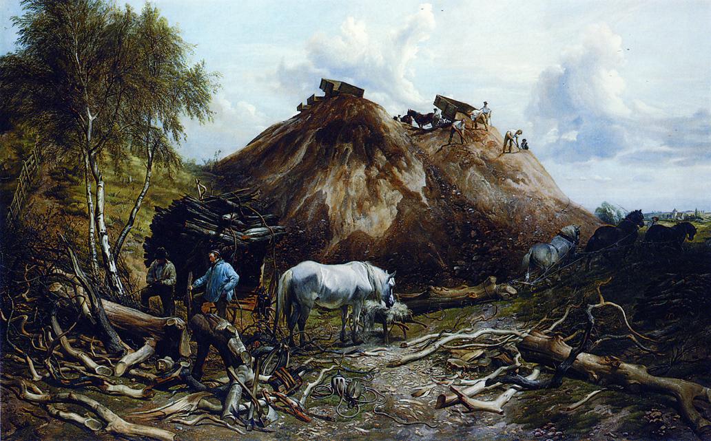 Clearing the Wood for the Iron Way, vintage artwork by Thomas Sidney Cooper, A3 (16x12") Poster Print