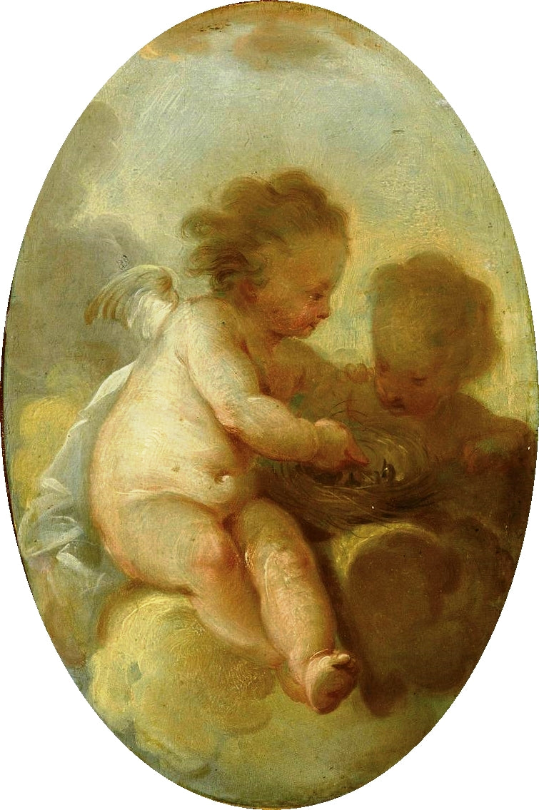 The Bird Nest, vintage artwork by Jean-Honore Fragonard, 12x8" (A4) Poster