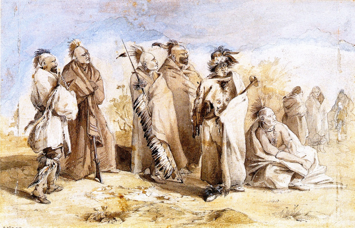 Saukie and Fox Indians, vintage artwork by Karl Bodmer, A3 (16x12") Poster Print