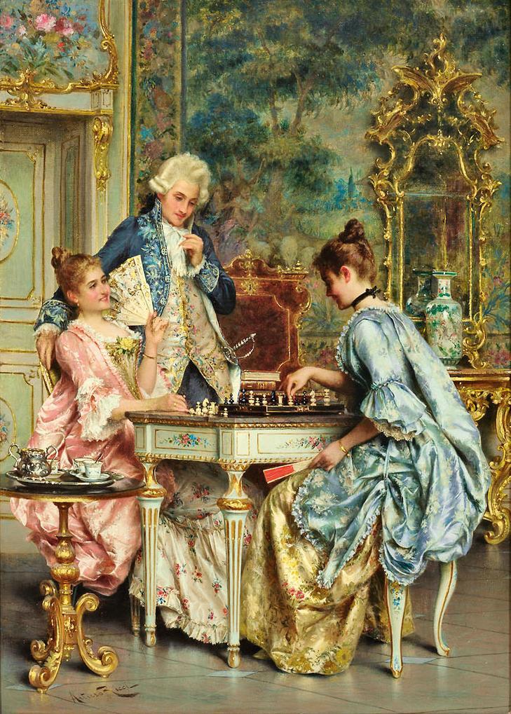 The Game of Chess, vintage artwork by Arturo Ricci, 12x8" (A4) Poster