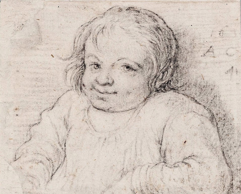 Bust of a Child, vintage artwork by Aelbert Cuyp, 12x8" (A4) Poster
