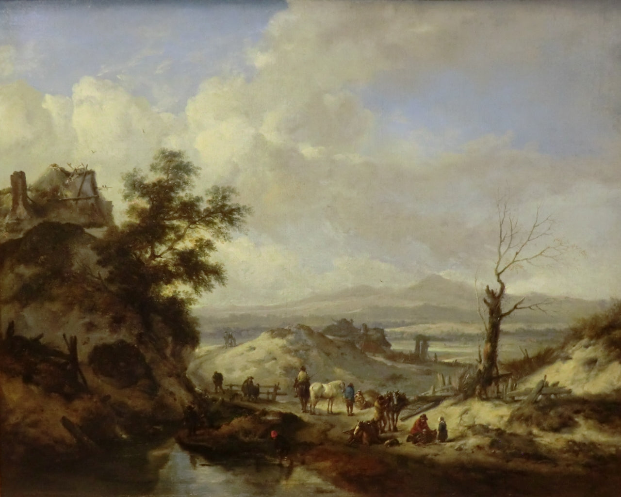 Gathering in a Landscape, vintage artwork by Philips Wouwerman, 12x8" (A4) Poster