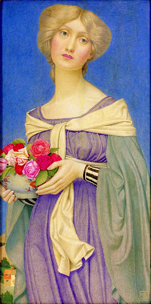 The Rose Bowl, vintage artwork by Joseph Edward Southall, 12x8" (A4) Poster