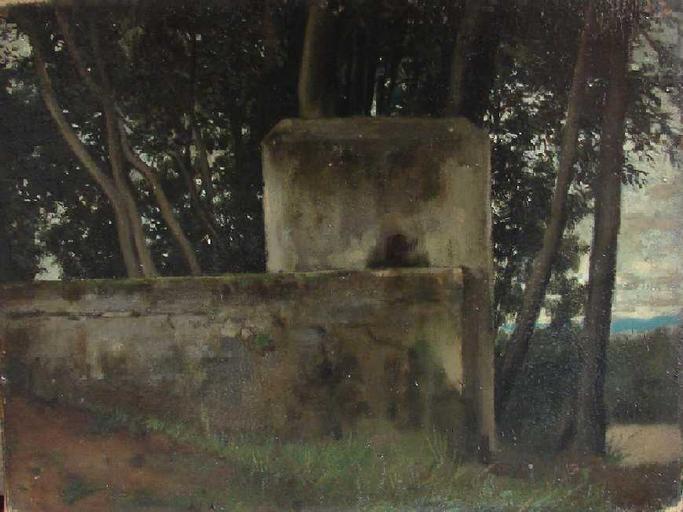 The Fountain at Villa Medici, vintage artwork by Jean-Jacques Henner, 12x8" (A4) Poster