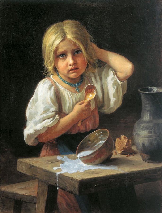 Peasant Girl, vintage artwork by Khariton Platonov, 12x8" (A4) Poster