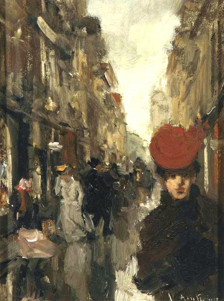 Strolling in the Spuistraat, The Hague, vintage artwork by Floris Arntzenius, 12x8" (A4) Poster