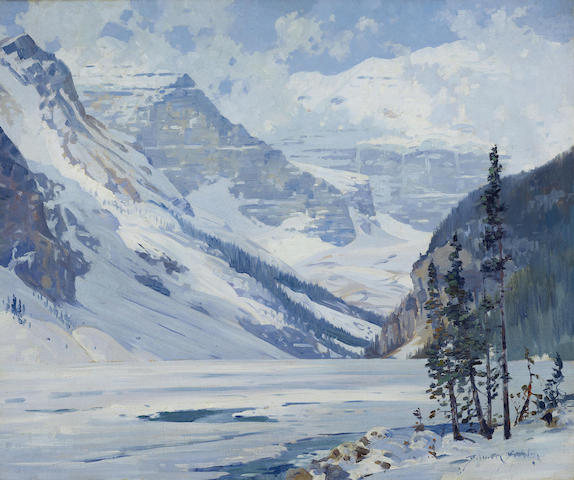 Lake Louise, Early Spring, vintage artwork by Belmore Browne, 12x8" (A4) Poster
