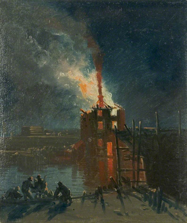 Bristol Riots: Warehouse from Wapping, vintage artwork by James Baker Pyne, A3 (16x12") Poster Print