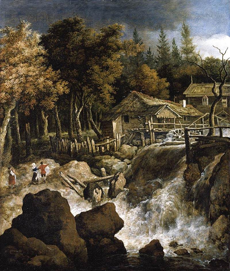 Wooded Landscape in Scandinavia, vintage artwork by Allaert van Everdingen, 12x8" (A4) Poster