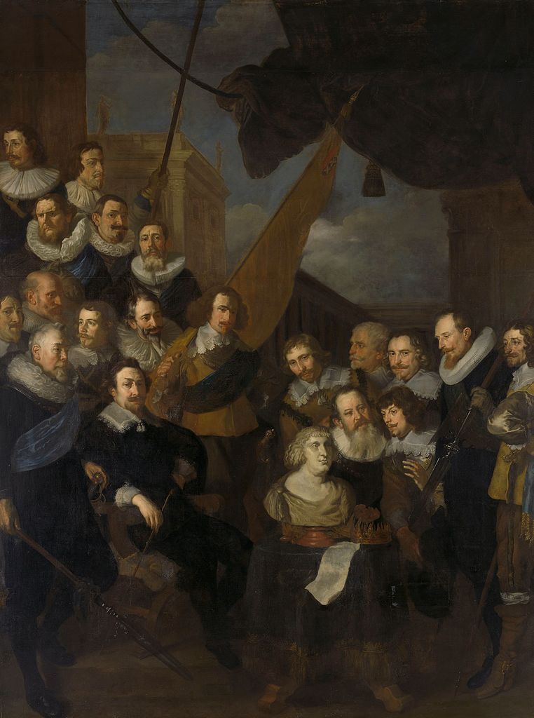 Officers and Other Members of the Militia of District XIX in Amsterdam, vintage artwork by Joachim von Sandrart, 12x8" (A4) Poster