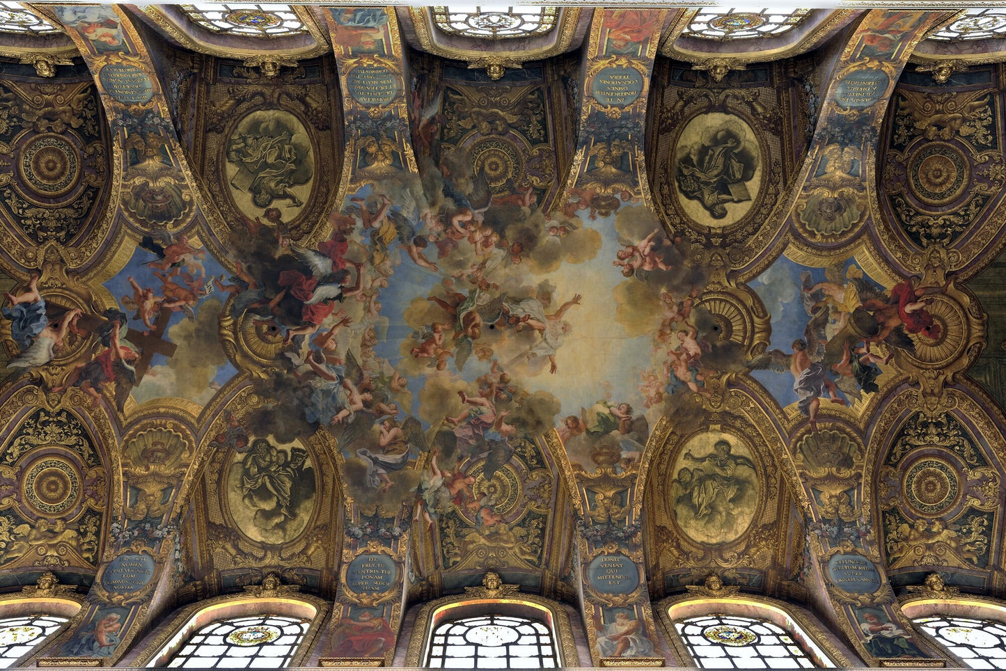 Ceiling of Versailles Chapel - God the Father in Glory, vintage artwork by Antoine Coypel II, 12x8" (A4) Poster