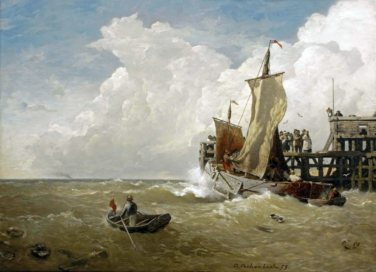 The Harbour of Ostend, vintage artwork by Andreas Achenbach, A3 (16x12") Poster Print