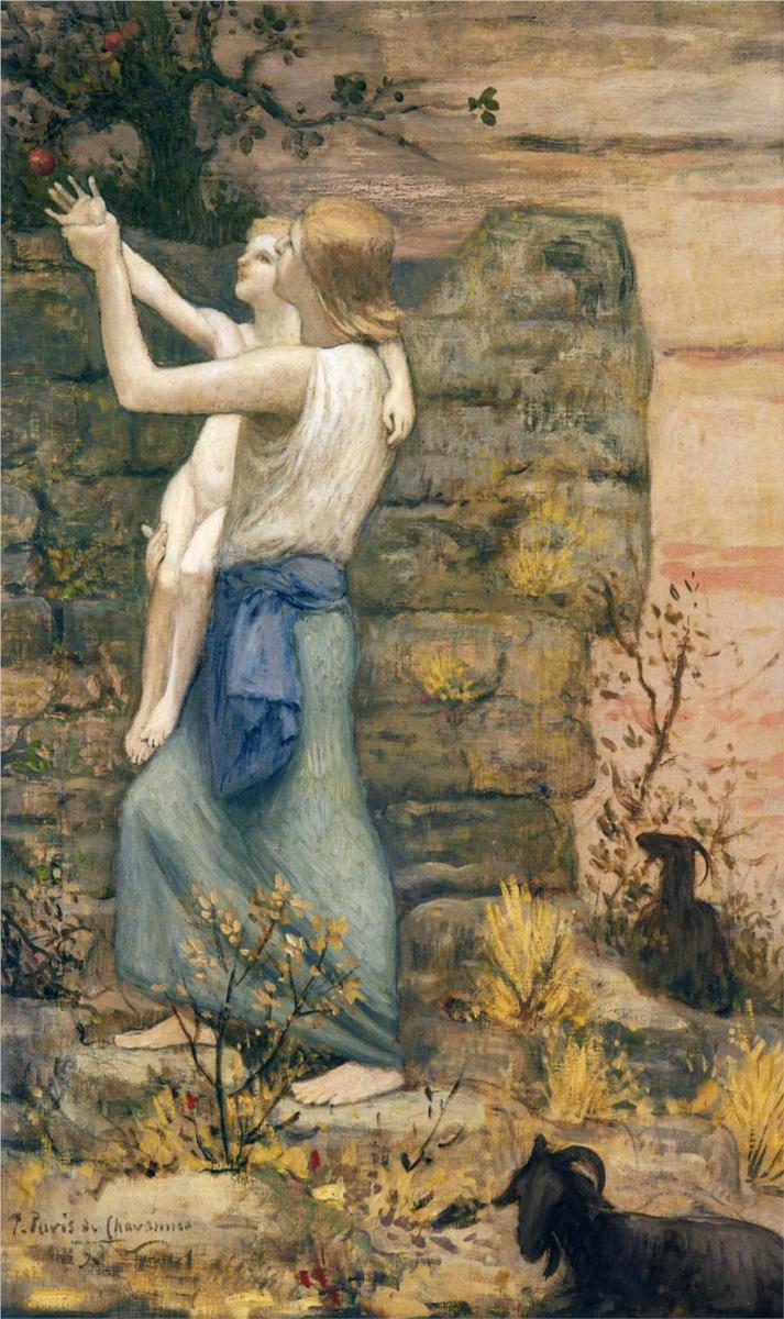 The Keeper of Goats, vintage artwork by Pierre Puvis de Chavannes, 12x8" (A4) Poster