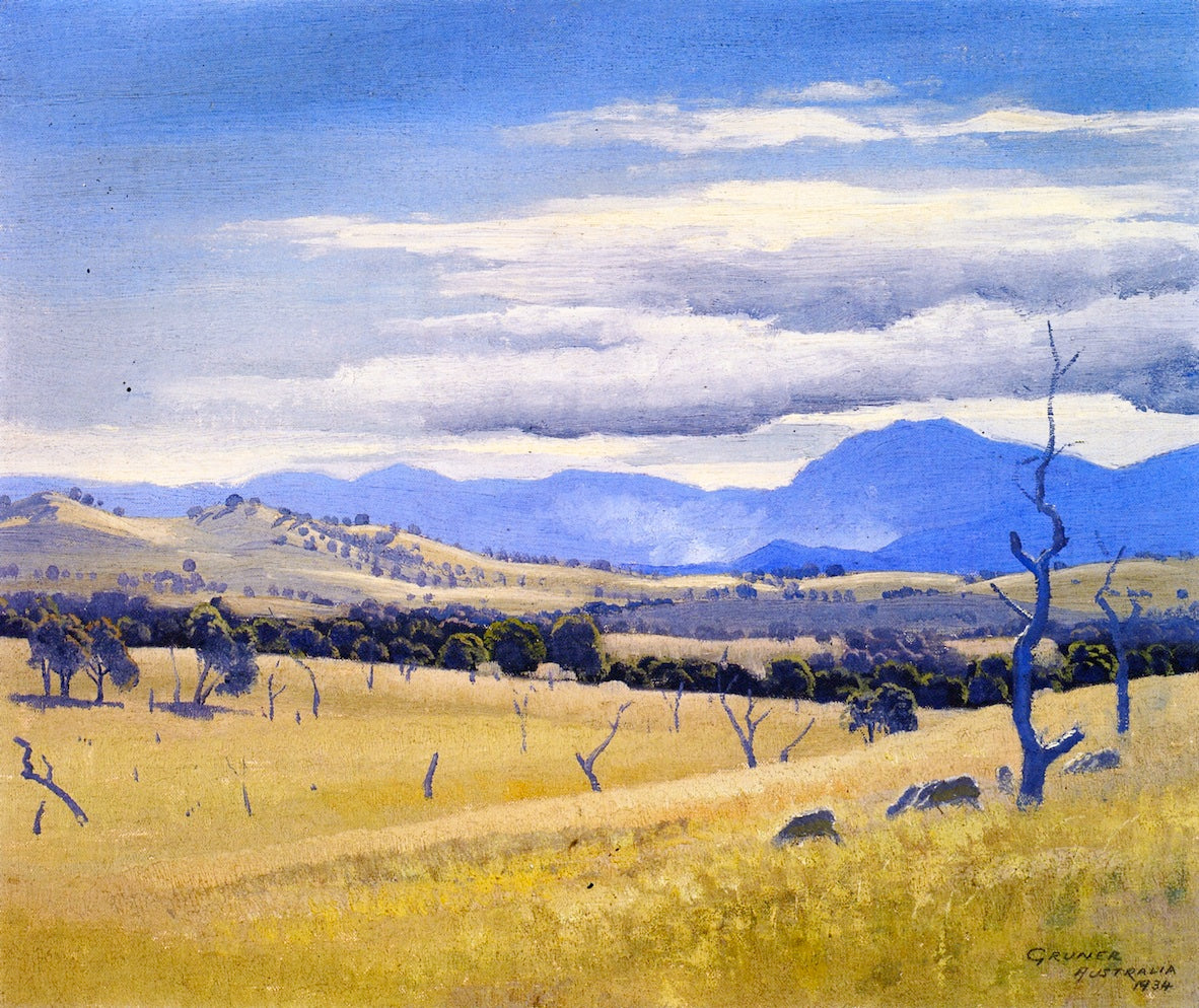 Landscape, Federal Territory, vintage artwork by Elioth Gruner, 12x8" (A4) Poster