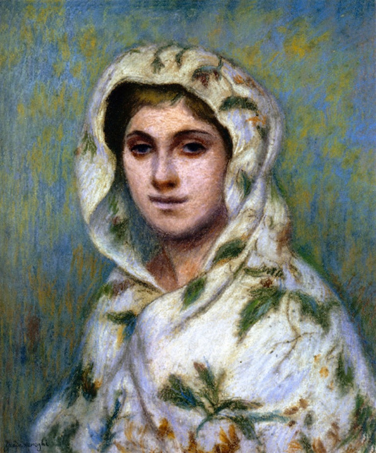 The Flowered Shawl, vintage artwork by Federico Zandomeneghi, 12x8" (A4) Poster