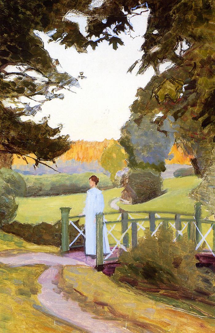 Crossing the Green Bridge, vintage artwork by Richard Bergh, 12x8" (A4) Poster