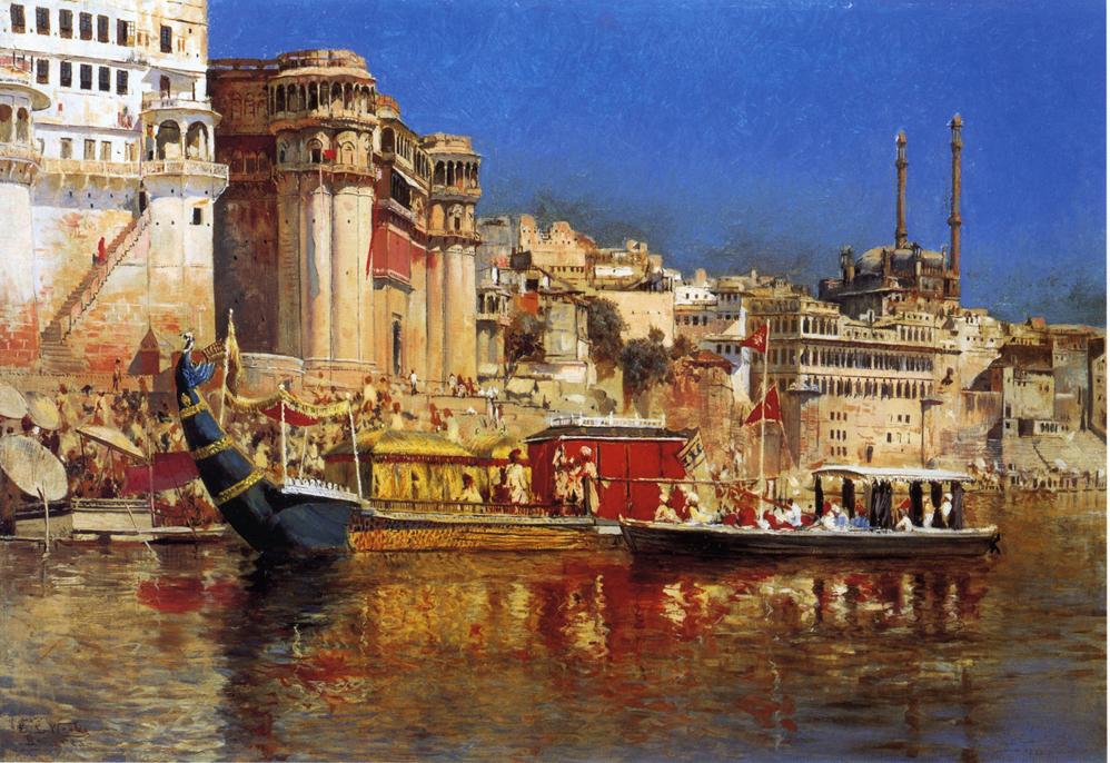 The Barge of the Maharaja of Benares, vintage artwork by Edwin Lord Weeks, 12x8" (A4) Poster