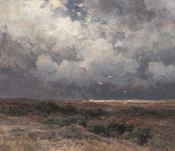 Village in the Dunes, vintage artwork by Julius Jacobus van de Sande Bakhuyzen, 12x8" (A4) Poster