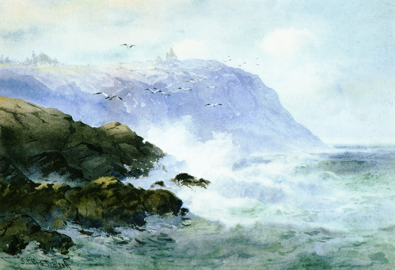 Headland, Monhegan Island, vintage artwork by Samuel P. R. Triscott, 12x8" (A4) Poster