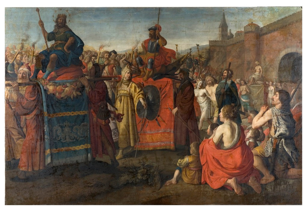 A Roman Triumphal Parade, vintage artwork by Simon Peter Tilemann, 12x8" (A4) Poster