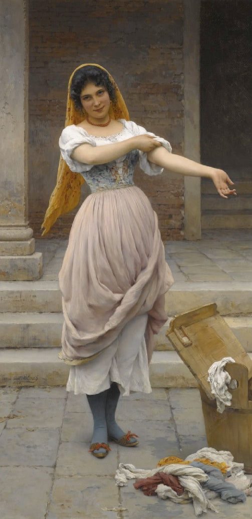 The Laundress, vintage artwork by Eugene von Blaas, 12x8" (A4) Poster