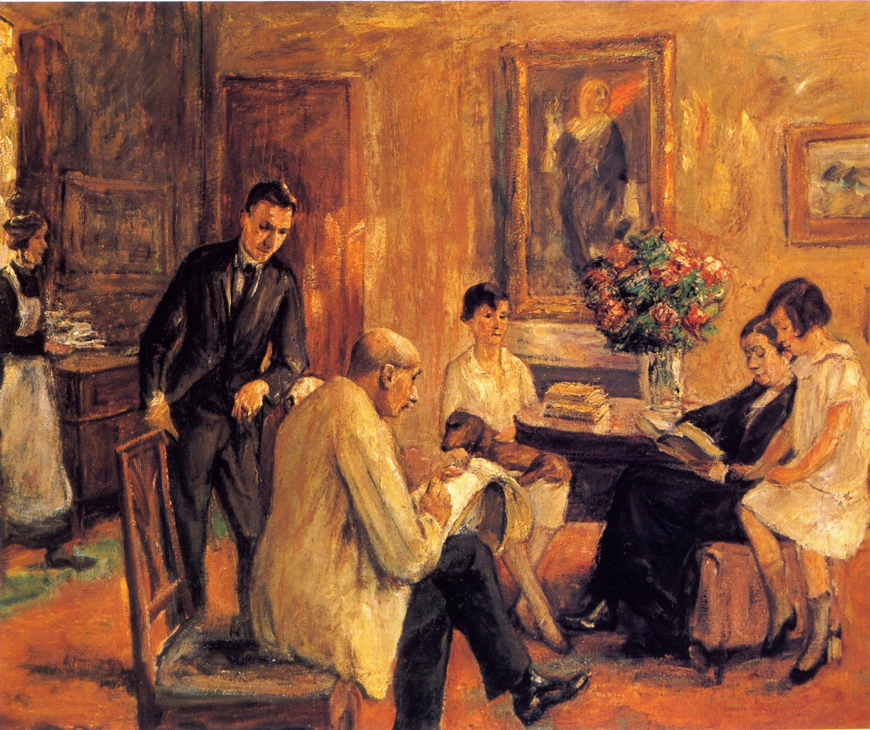 The Artist Sketching in the Circle of His Family, vintage artwork by Max Liebermann, 12x8" (A4) Poster
